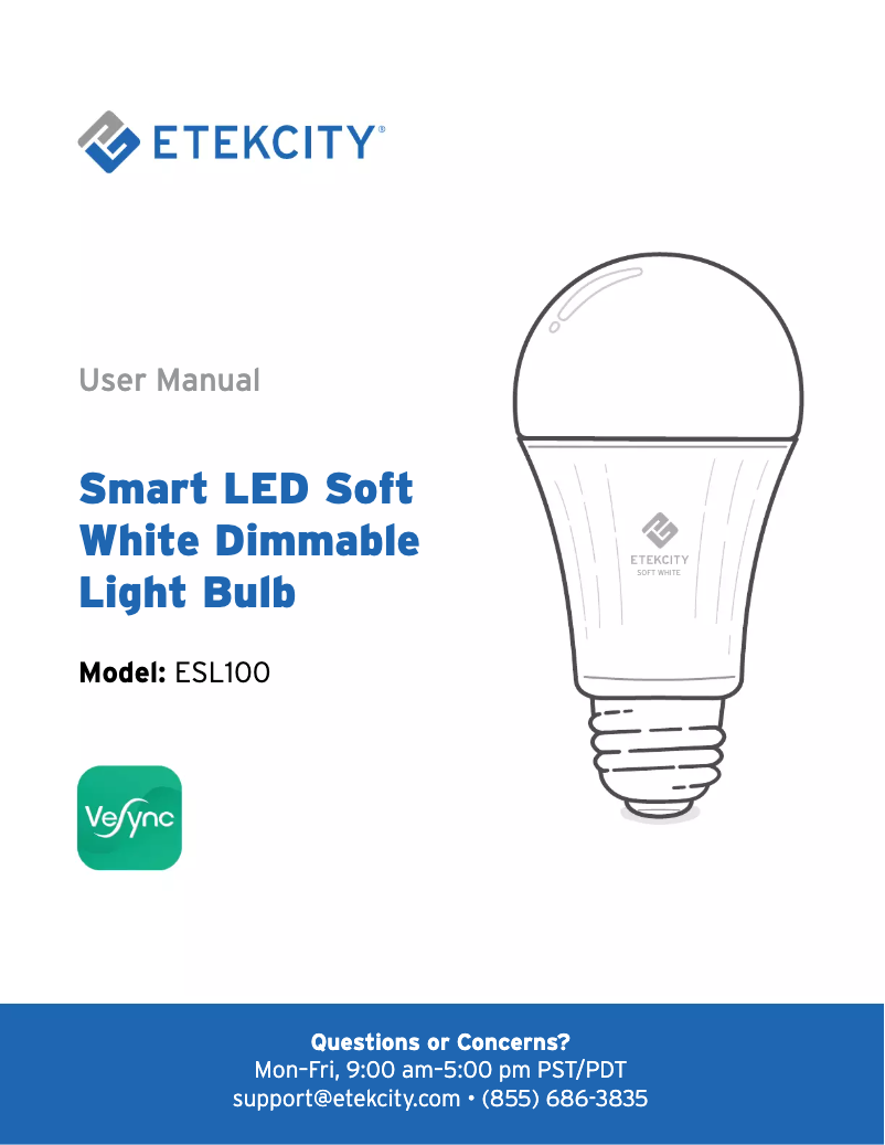 Page 1 de la notice Manuel utilisateur Etekcity ESL100