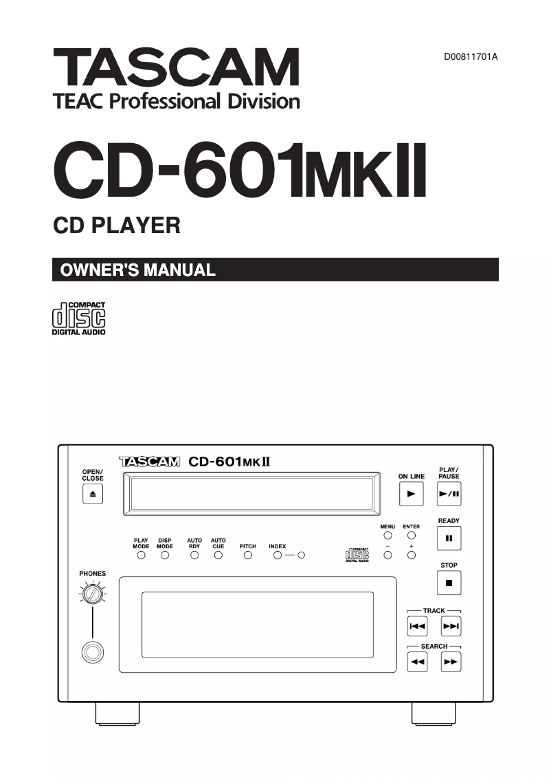 Page n°1 - Manuel utilisateur Tascam CD-601MKII