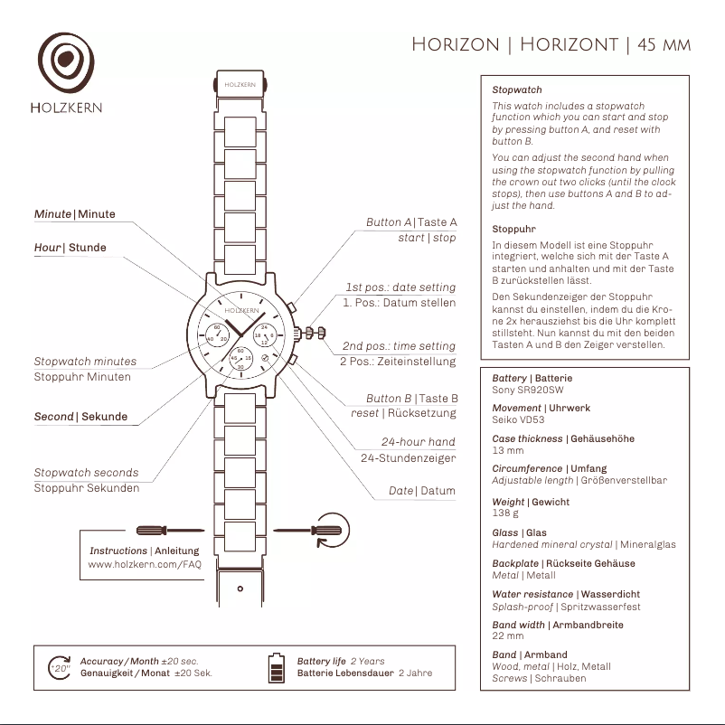 Page 1 de la notice Manuel utilisateur Holzkern Alpenglühen