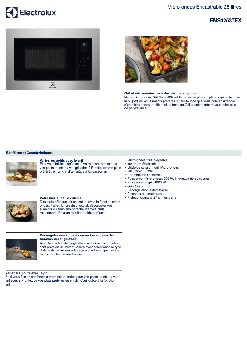 Page n°1 - Fiche technique Electrolux EMS4253TEX