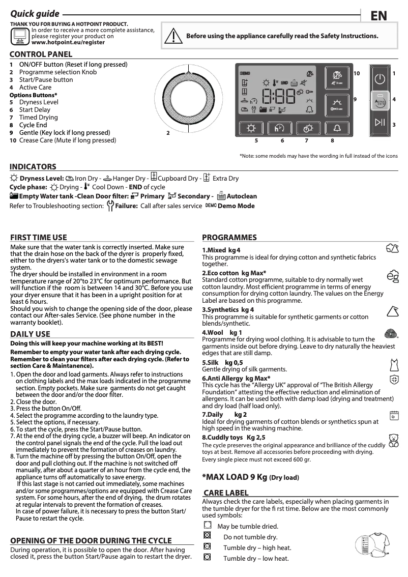 Page 1 de la notice Manuel utilisateur Hotpoint NT M11 92XBY UK