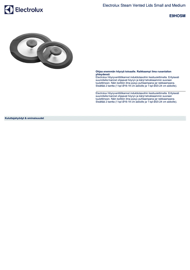 Page 1 de la notice Brochure Electrolux E9HOSM