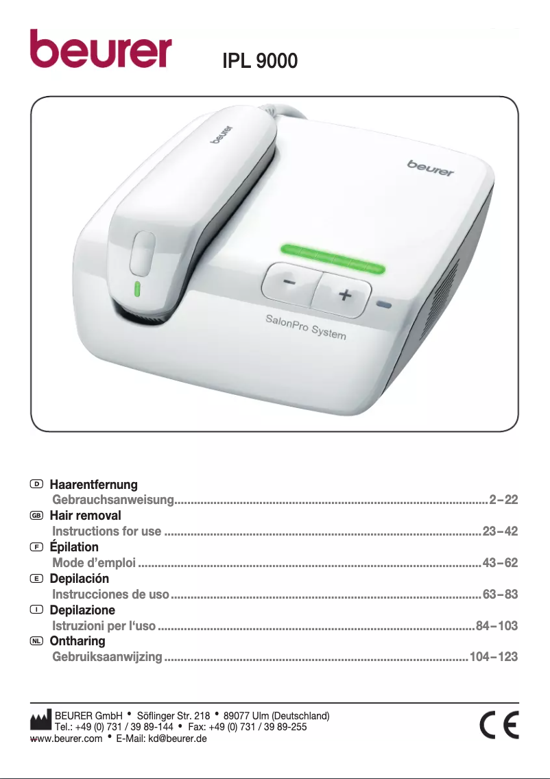 Image de la première page du manuel de l'appareil SalonPro System IPL 9000
