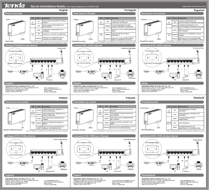 Page 1 de la notice Guide d'installation Tenda S105V10