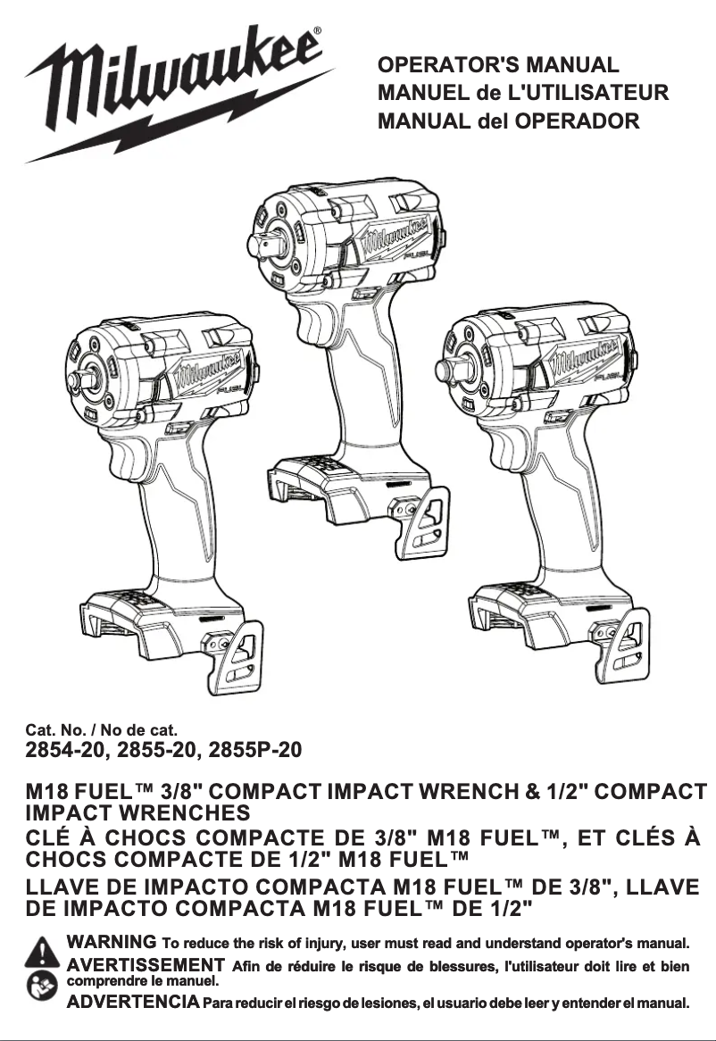 Image de la première page du manuel de l'appareil M18 Fuel 2855P-22