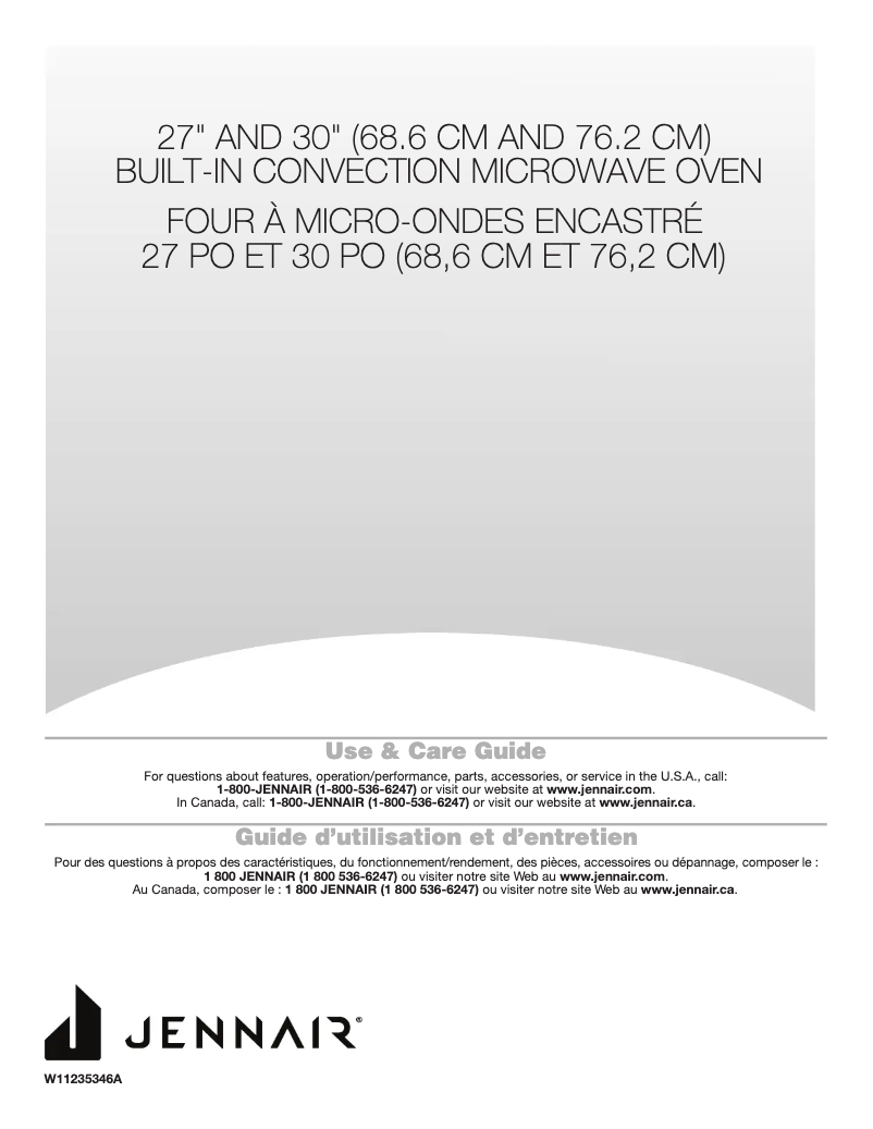 Page n°1 - Manuel d'utilisation et d'entretien JennAir JMC2427IM