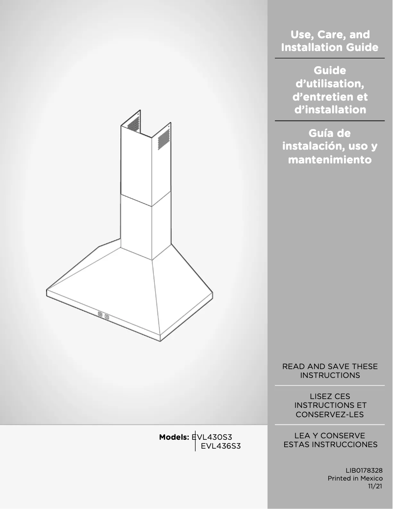 Page n°1 - Guide d'installation Elica Volterra EVL436S3
