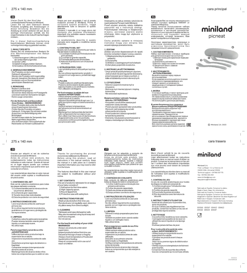 Image de la première page du manuel de l'appareil Picneat Valencia 89597