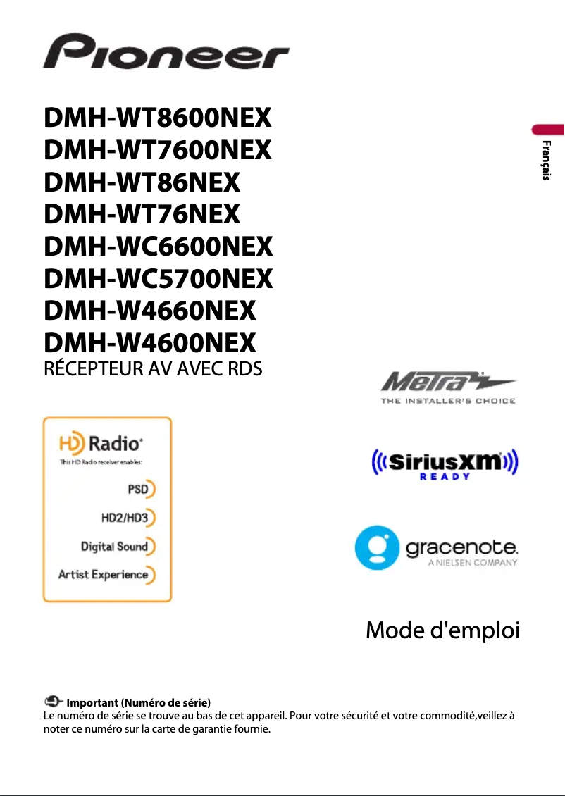 Page n°1 - Manuel utilisateur Pioneer DMH-WT7600NEX