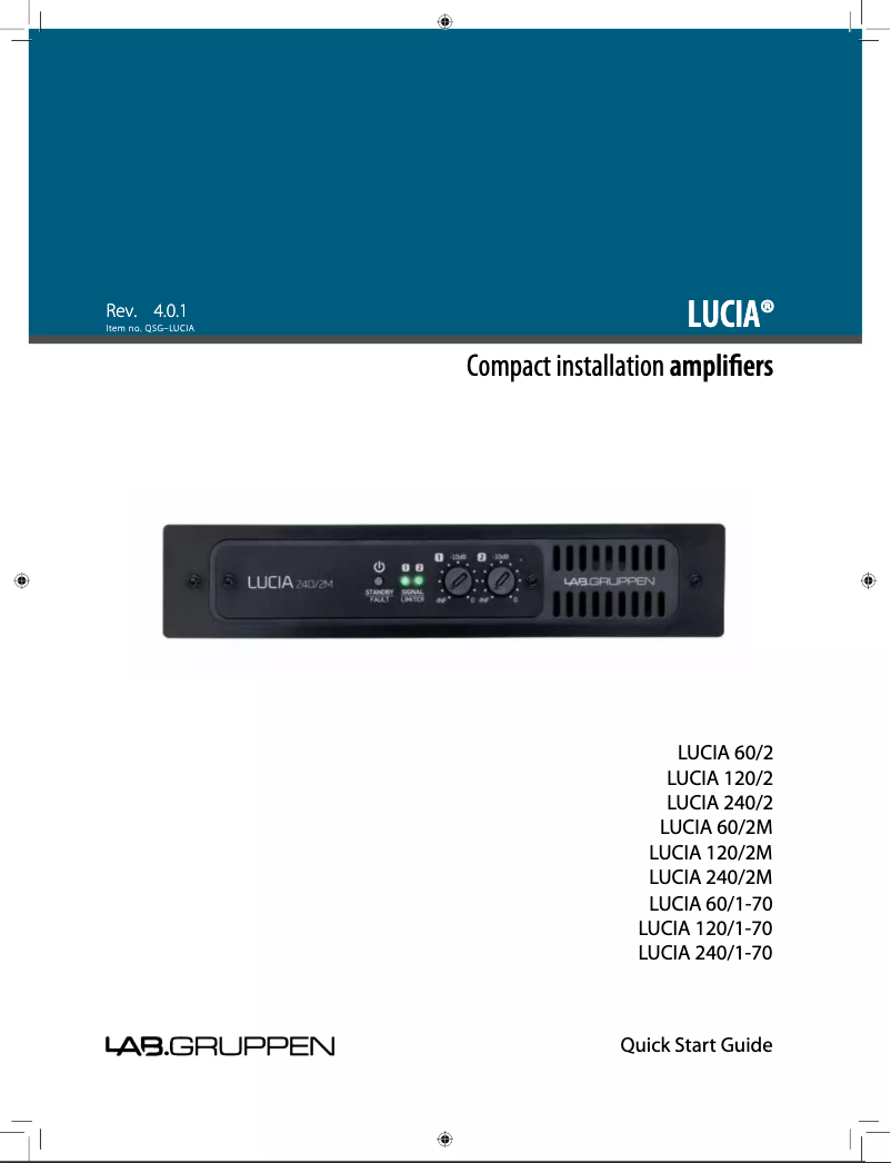 Page n°1 - Guide de démarrage rapide Lab Gruppen LUCIA 60/2