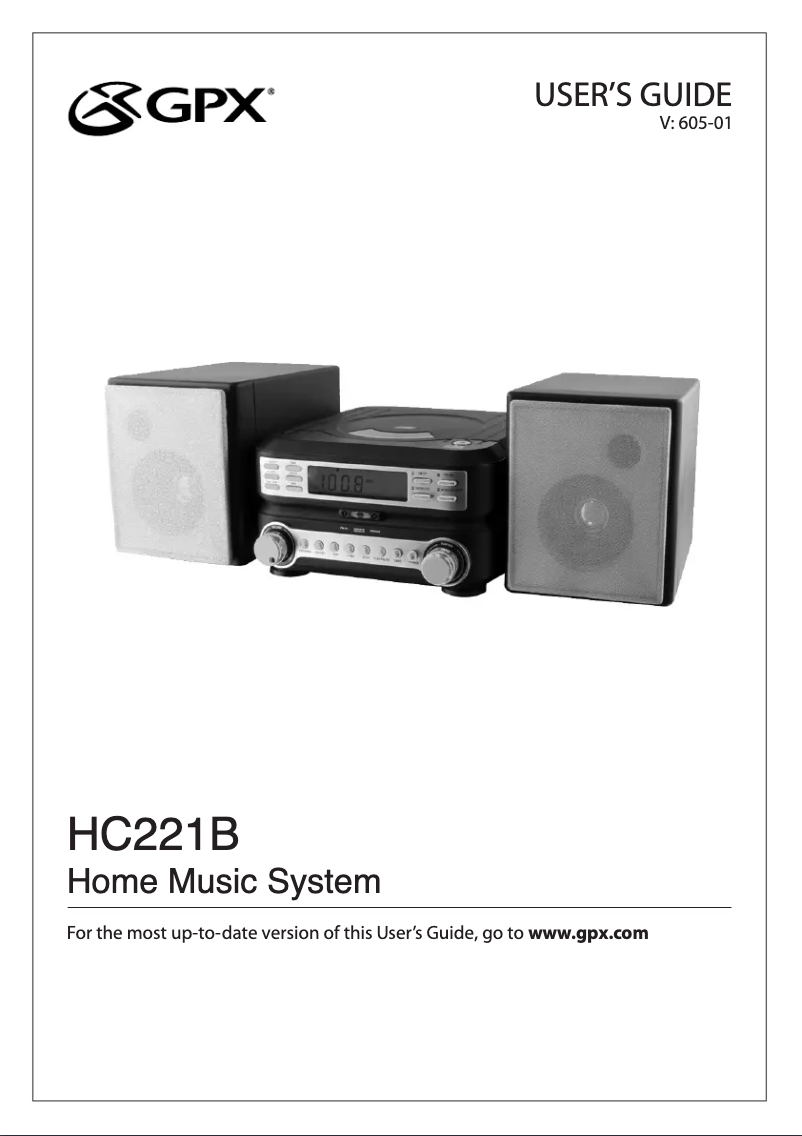 Page n°1 - Manuel utilisateur GPX HC221B