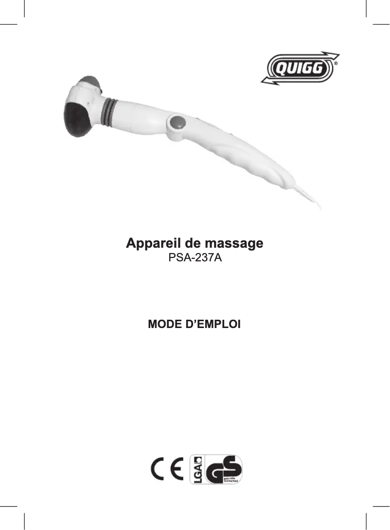 Page n°1 - Manuel utilisateur Quigg PSA-237A