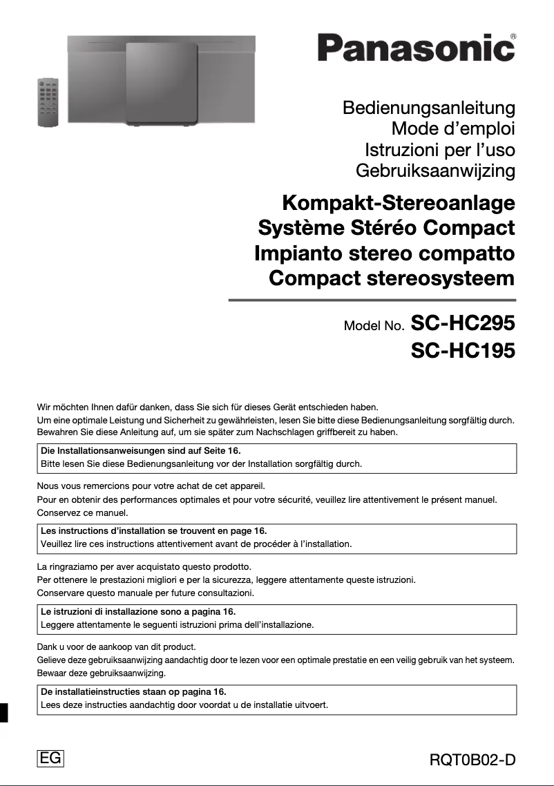 Page n°1 - Manuel utilisateur Panasonic SC-HC19