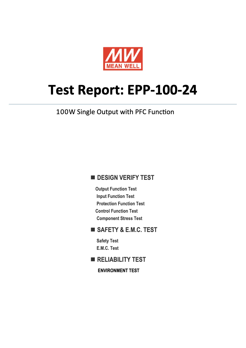 Page 1 de la notice Fiche technique Mean Well EPP-100-24