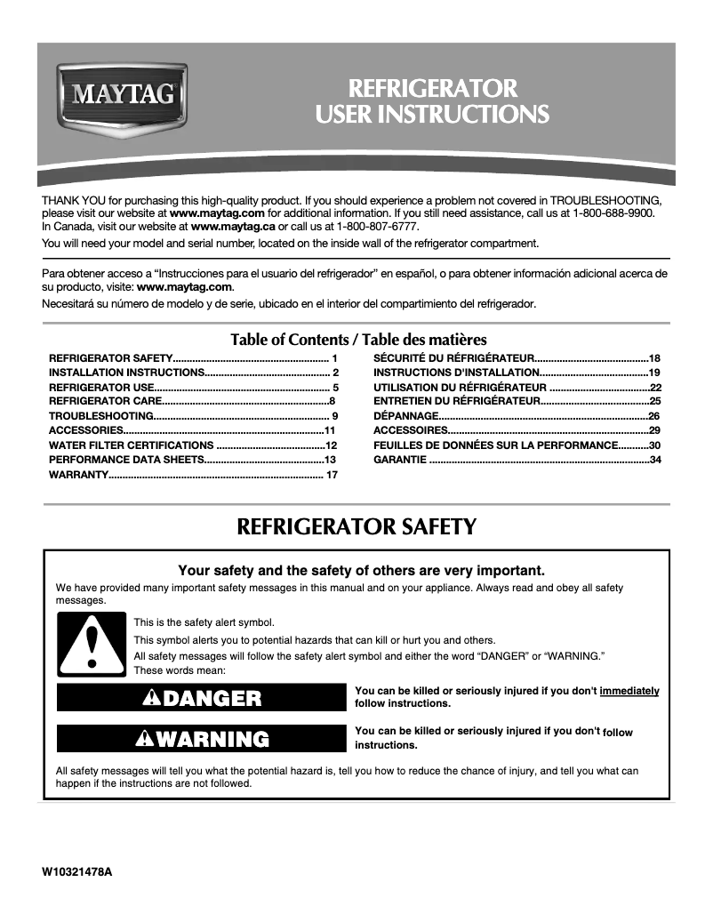 Page n°1 - Manuel utilisateur Maytag MSD2573VES