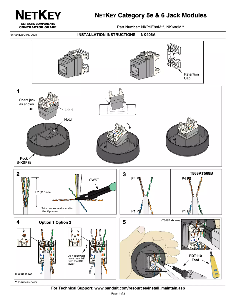 Page n°1 - Manuel utilisateur Panduit NKP5E88MWH