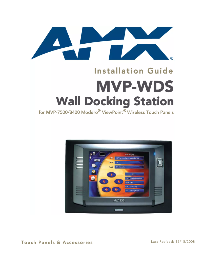 Page n°1 - Manuel utilisateur AMX MVP-WDS