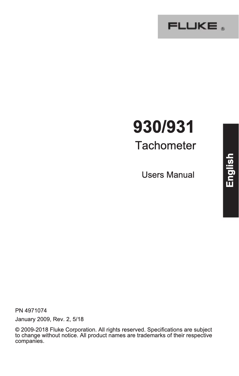 Page 1 de la notice Manuel utilisateur Fluke 931