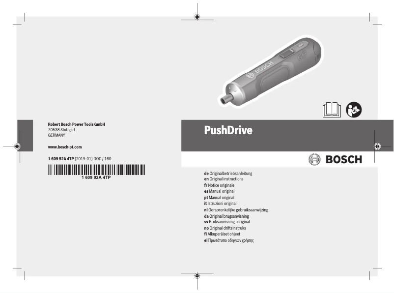 Page 1 de la notice Manuel utilisateur Bosch PushDrive