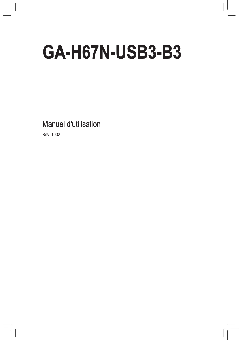 Page n°1 - Manuel utilisateur Gigabyte GA-H67N-USB3-B3