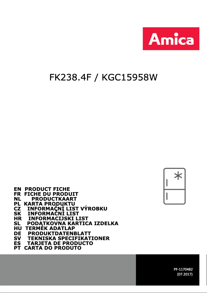 Page n°1 - Manuel utilisateur Amica FK238.4F