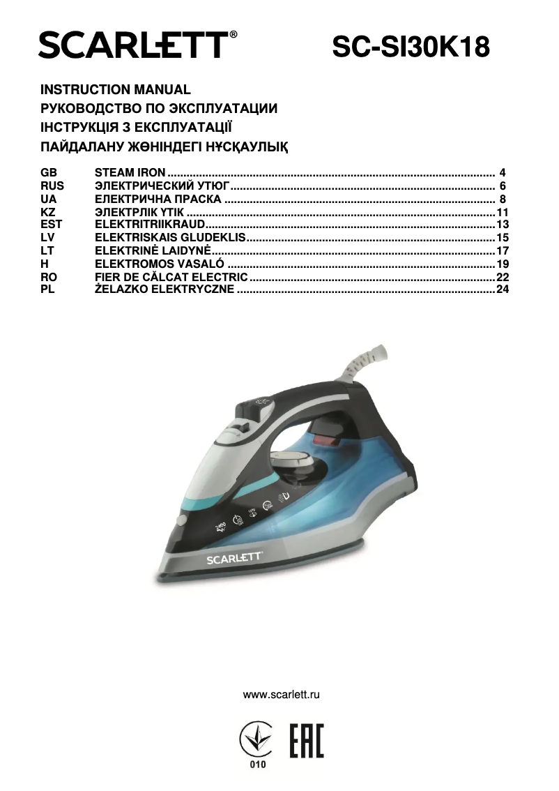 Page 1 de la notice Manuel utilisateur Scarlett SC-SI30K18