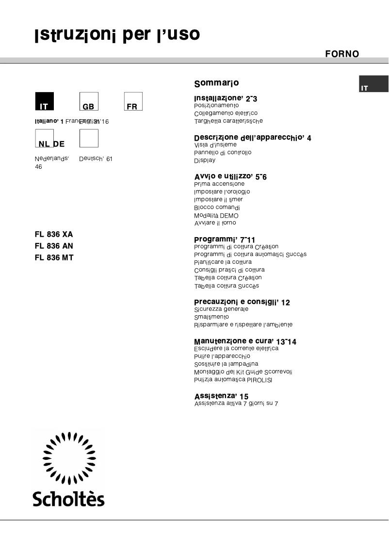 Image de la première page du manuel de l'appareil FL 836 XA