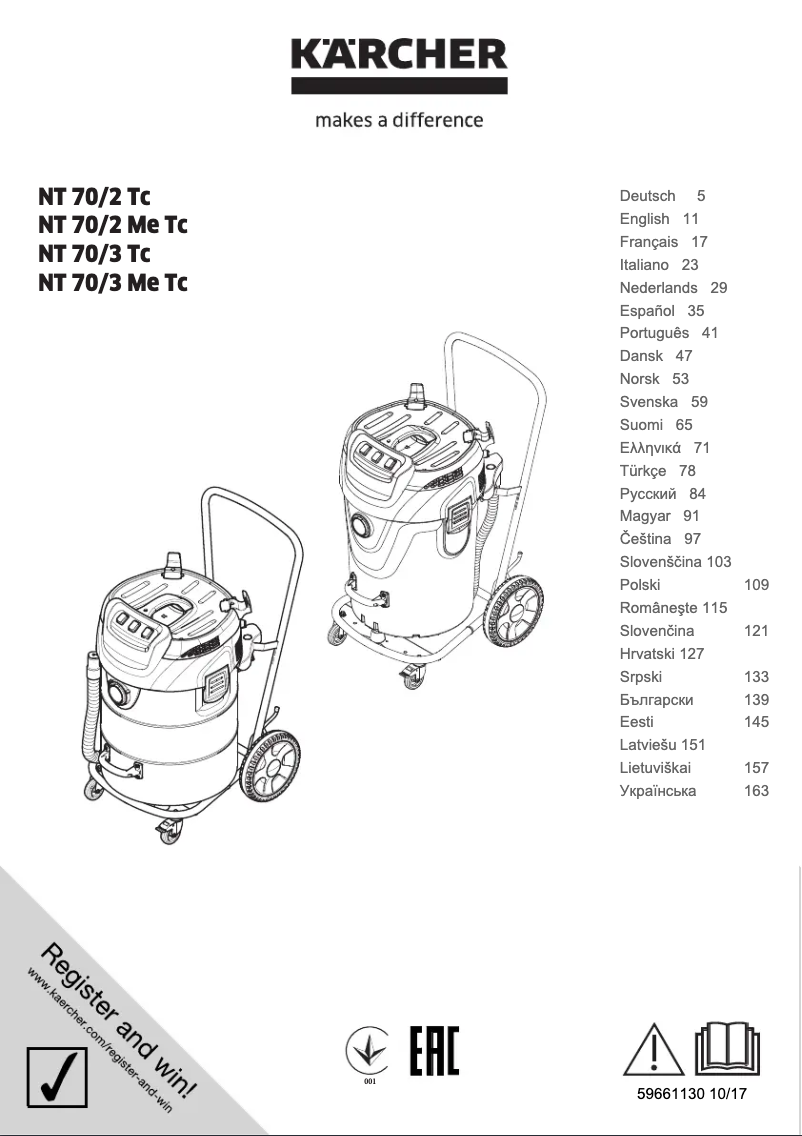 Page n°1 - Manuel utilisateur Kärcher NT 70/3 Me Tc