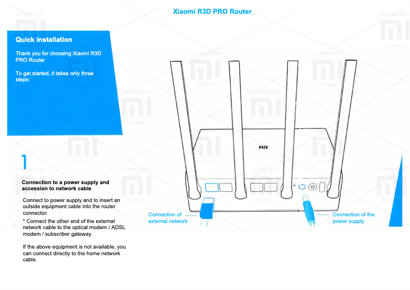 Image de la première page du manuel de l'appareil Mi WiFi Router Pro