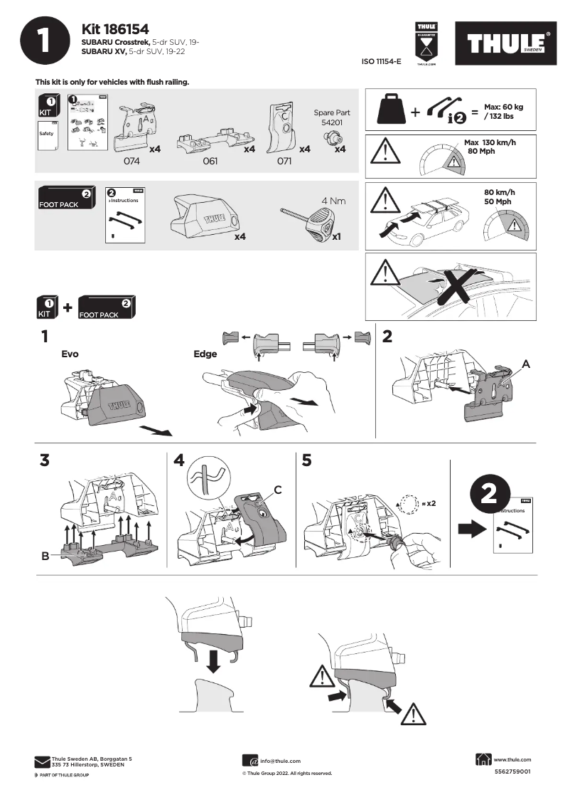 Page n°1 - Manuel utilisateur Thule Kit 186154
