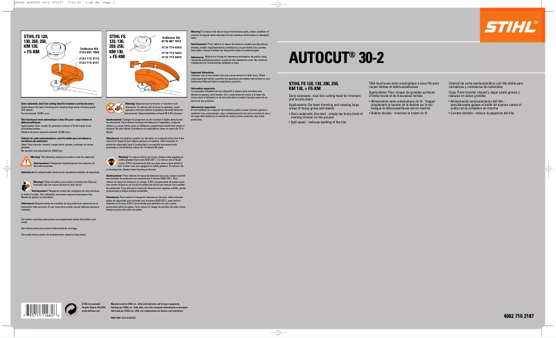 Image de la première page du manuel de l'appareil AutoCut 30-2