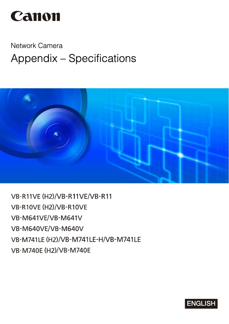 Page 1 de la notice Fiche technique Canon VB-R11VE