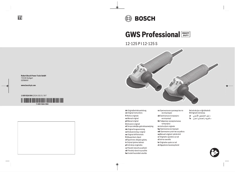 Page n°1 - Manuel utilisateur Bosch GWS 12-125 P Professional
