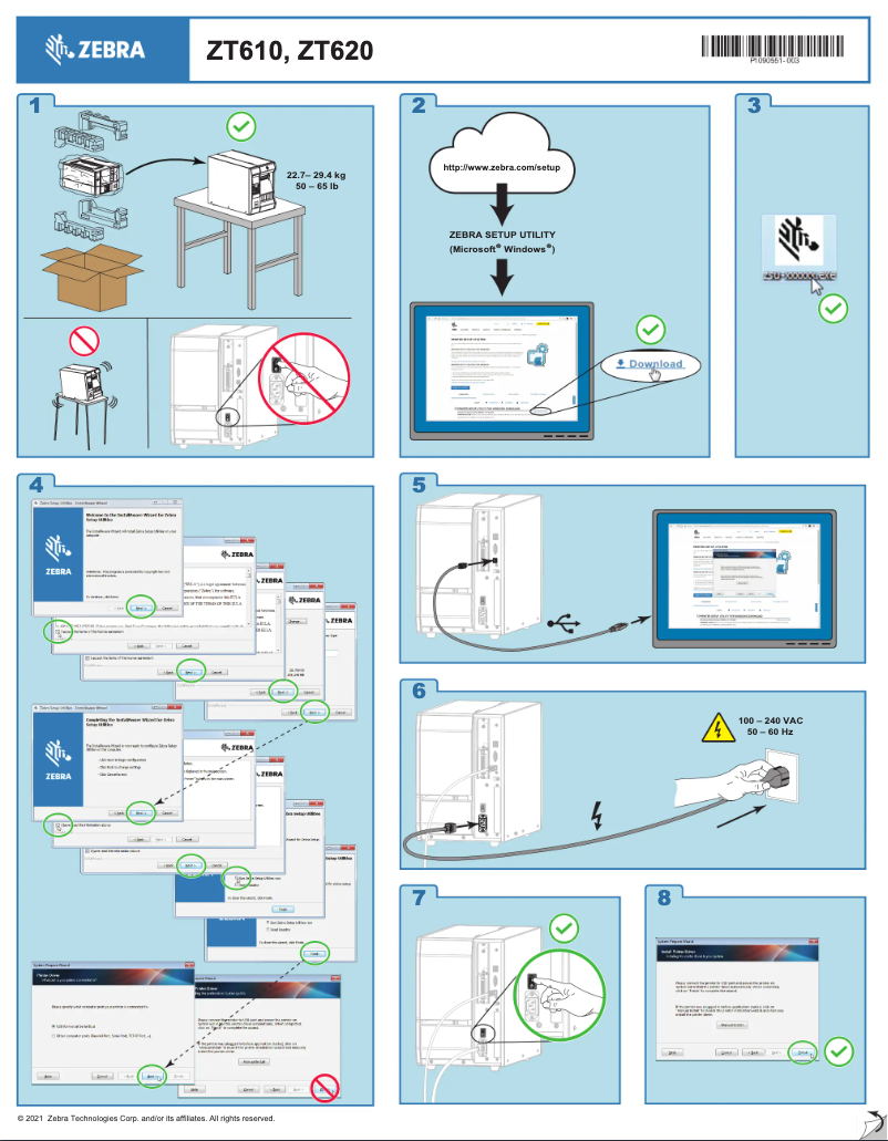 Page 1 de la notice Guide de démarrage rapide Zebra ZT620