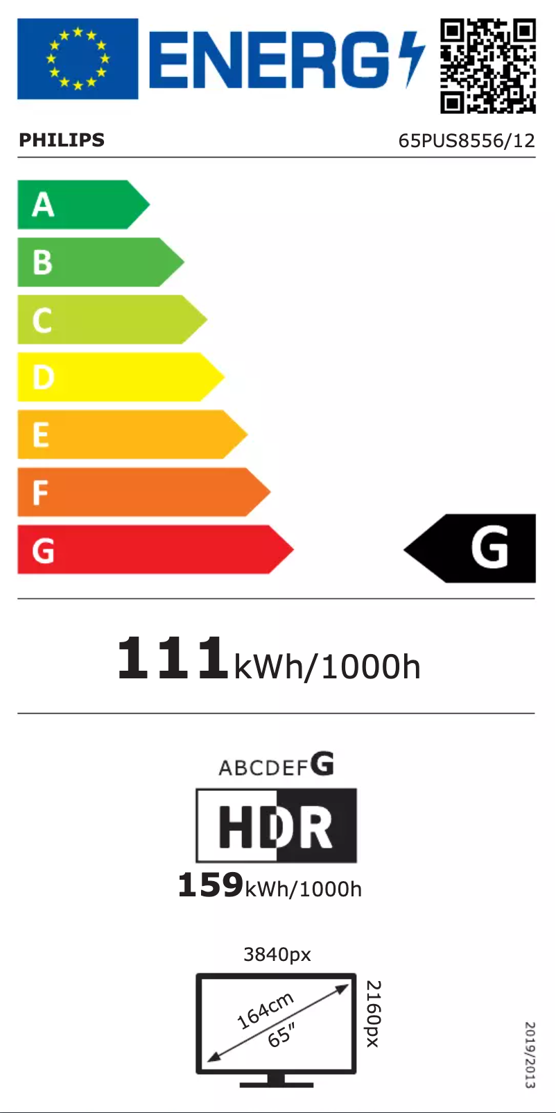 Page n°1 - Label énergétique Philips 65PUS8556