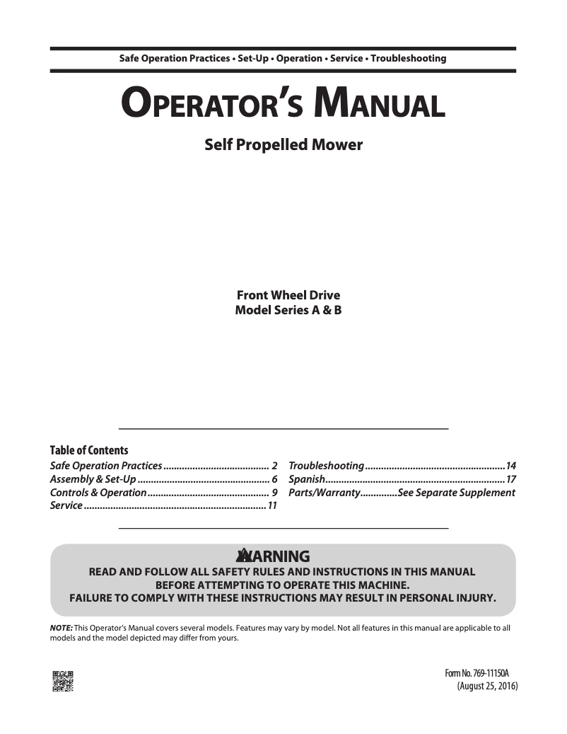 Page 1 of the manual User Manual Troy-Bilt TB280 ES