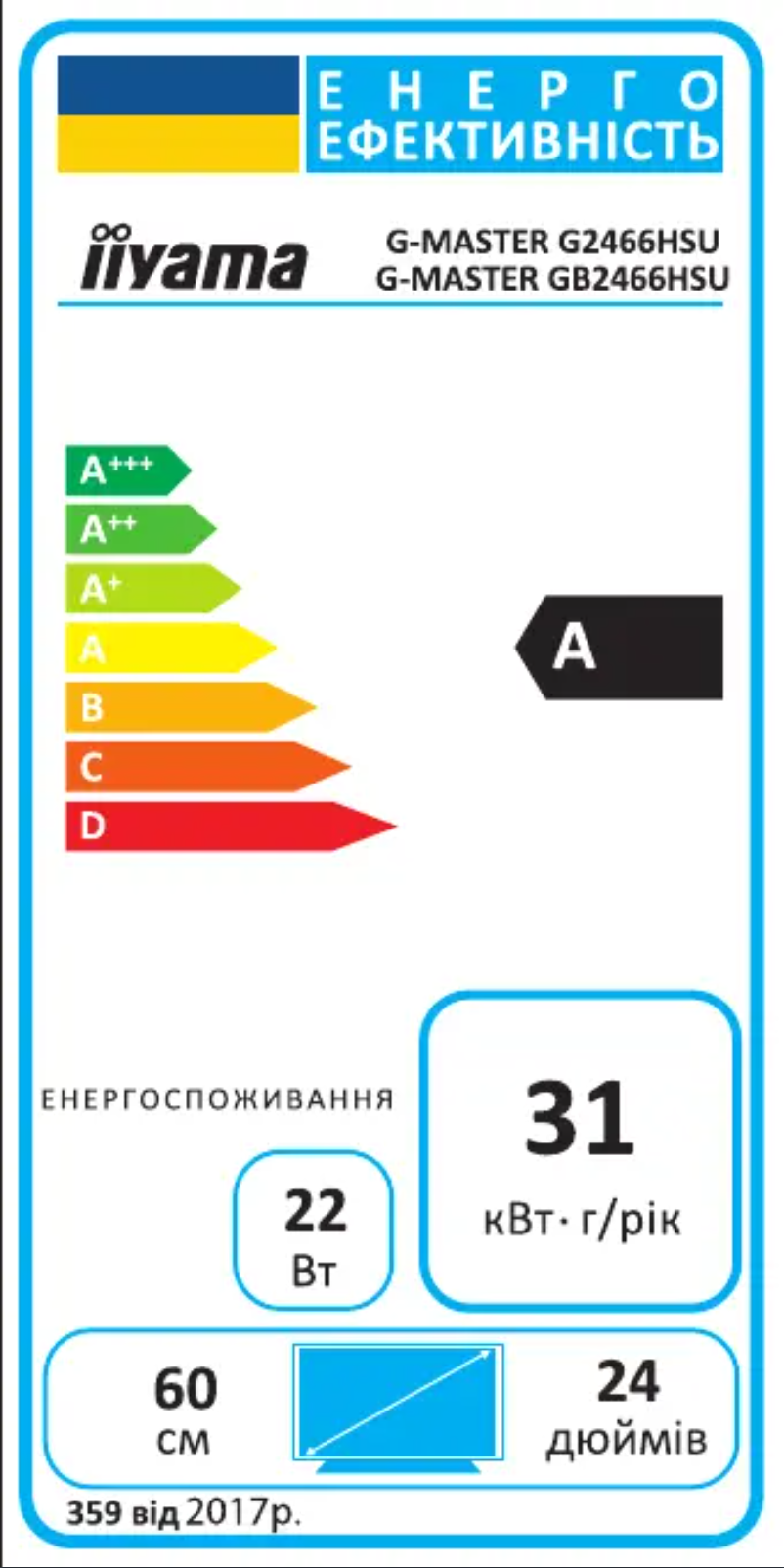 Página 1 del manual Etiqueta energética Iiyama G-Master Red Eagle GB2466HSU