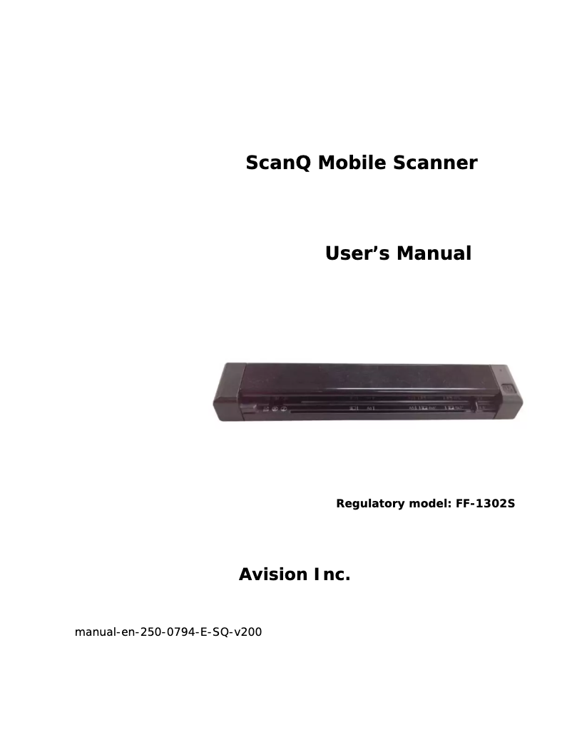 Image de la première page du manuel de l'appareil ScanQ