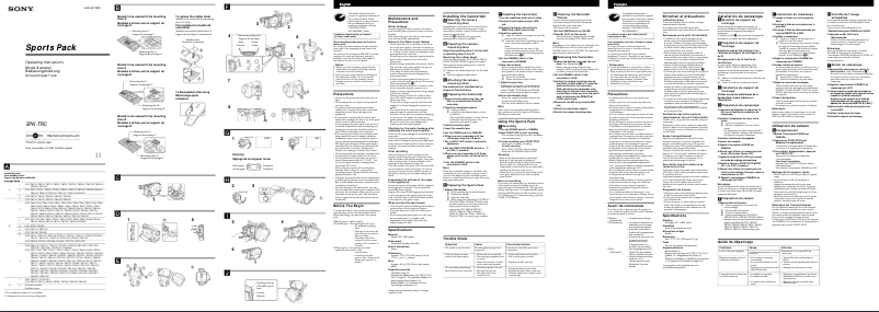 Page 1 de la notice Manuel utilisateur Sony SPK-TRC