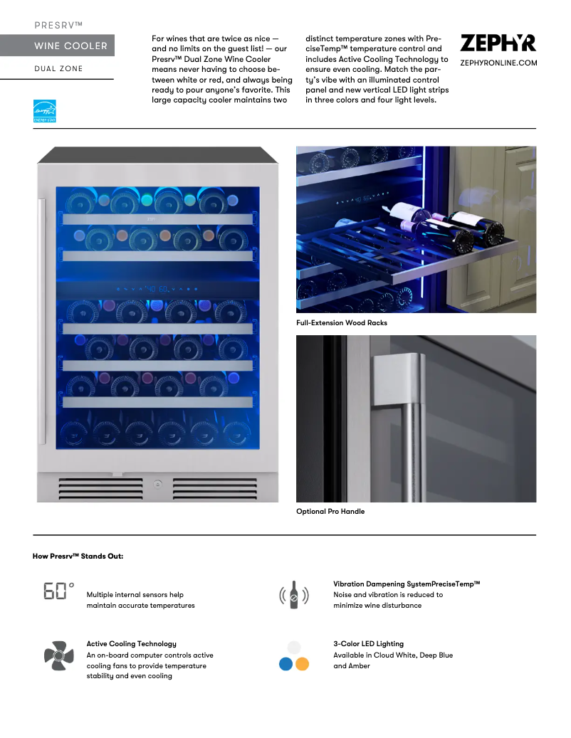 Page n°1 - Fiche technique Zephyr Presrv PRW24C02CG