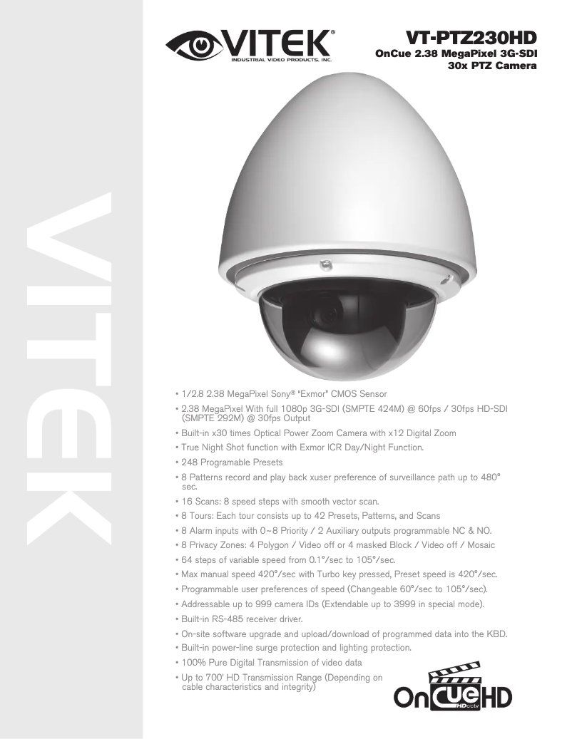 Image de la première page du manuel de l'appareil VT-PTZ230HD