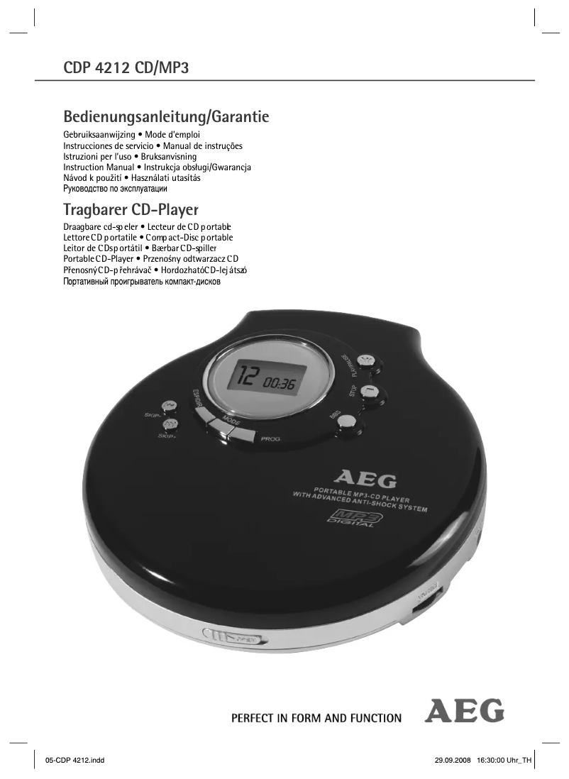 Page n°1 - Manuel utilisateur AEG CDP 4212