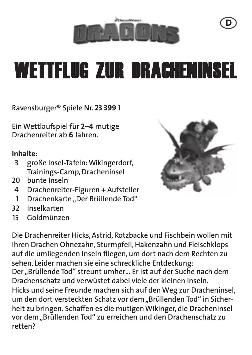 Página 1 del manual Manual de usuario Ravensburger Dragons Wettflug zur Dracheninsel