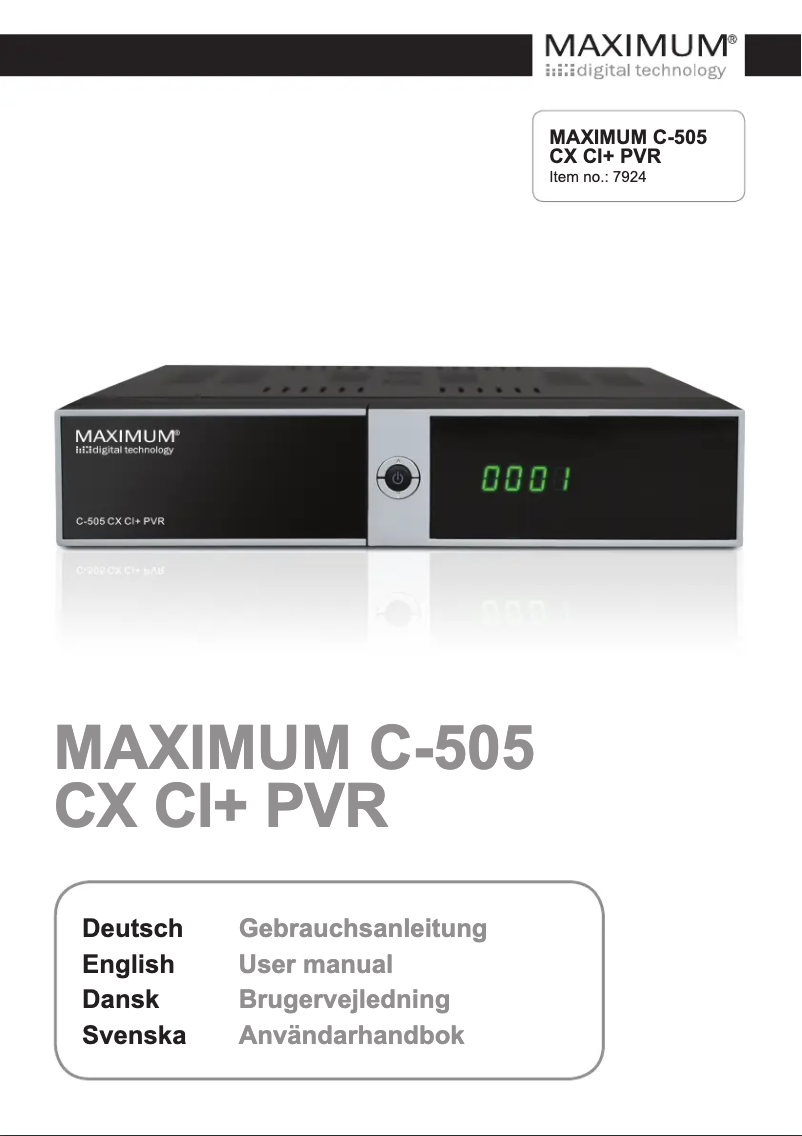Page 1 de la notice Manuel utilisateur Maximum C-505 CX CI+ PVR