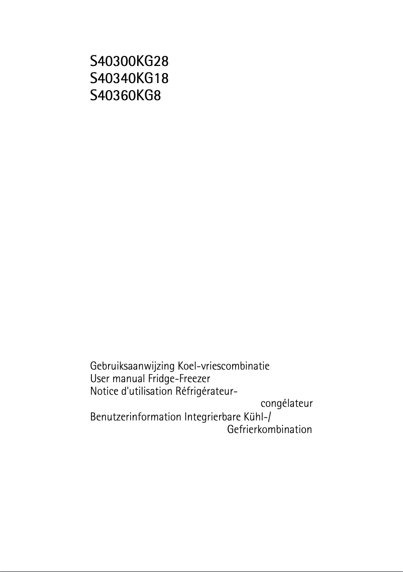 Page 1 de la notice Manuel utilisateur AEG Santo 40300 KG28
