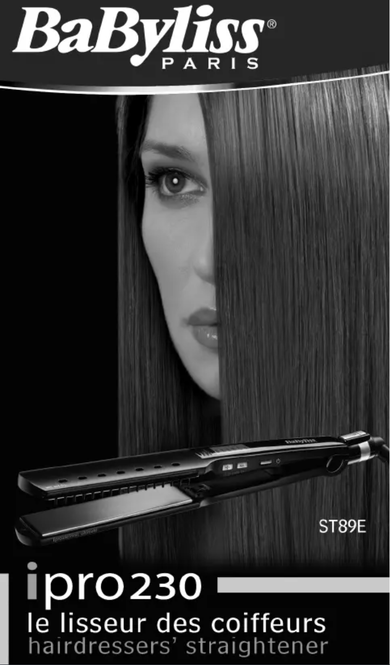 Page 1 de la notice Manuel utilisateur BaByliss ST89E ipro 230 Ionic Wet and Dry
