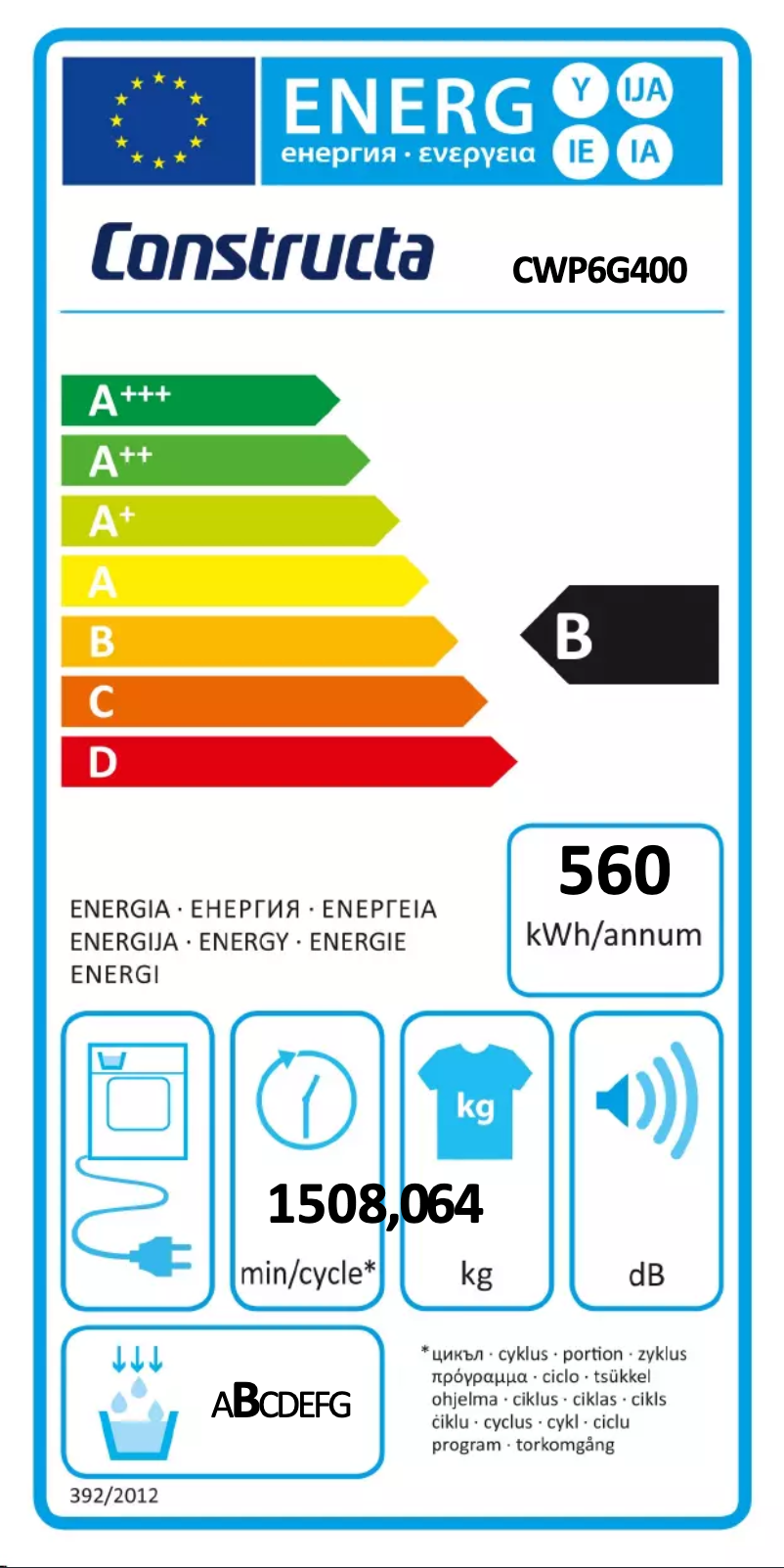 Image de la première page du manuel de l'appareil CWP6G400