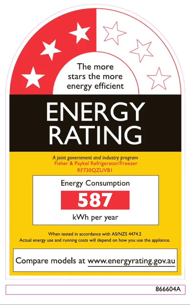 Page n°1 - Label énergétique Fisher & Paykel RF730QZUVB1