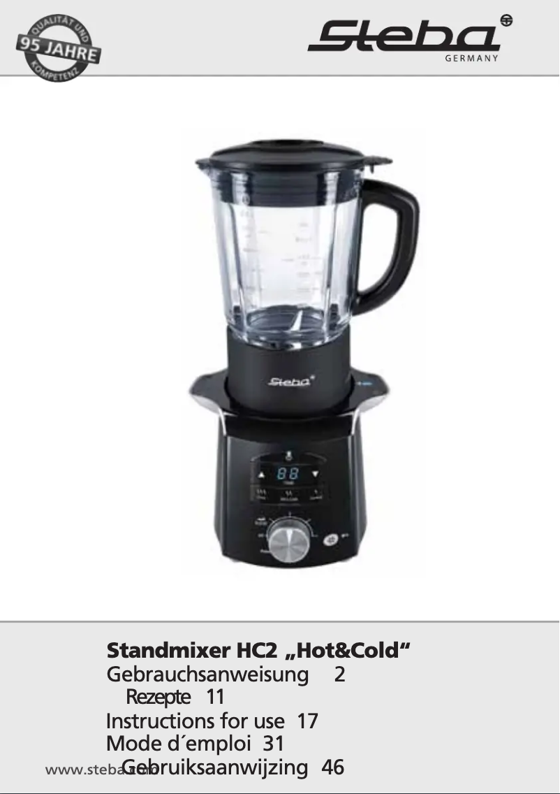 Page 1 de la notice Manuel utilisateur Steba HC 2
