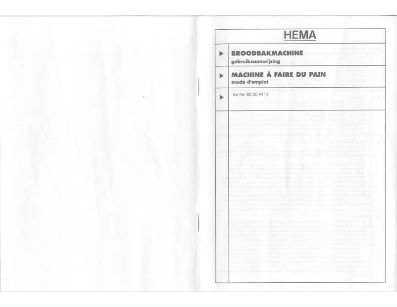 Page 1 de la notice Manuel utilisateur Hema 80.00.9112